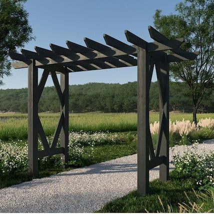 VITA Wildwood Cedar Garden Arbor | 72" W x 90" H | Charcoal Gray | FSC-Certified Cedar