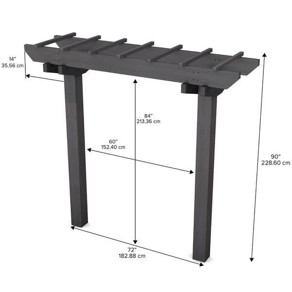 VITA Wildwood Cedar Garden Arbor | 72" W x 90" H | Charcoal Gray | FSC-Certified Cedar