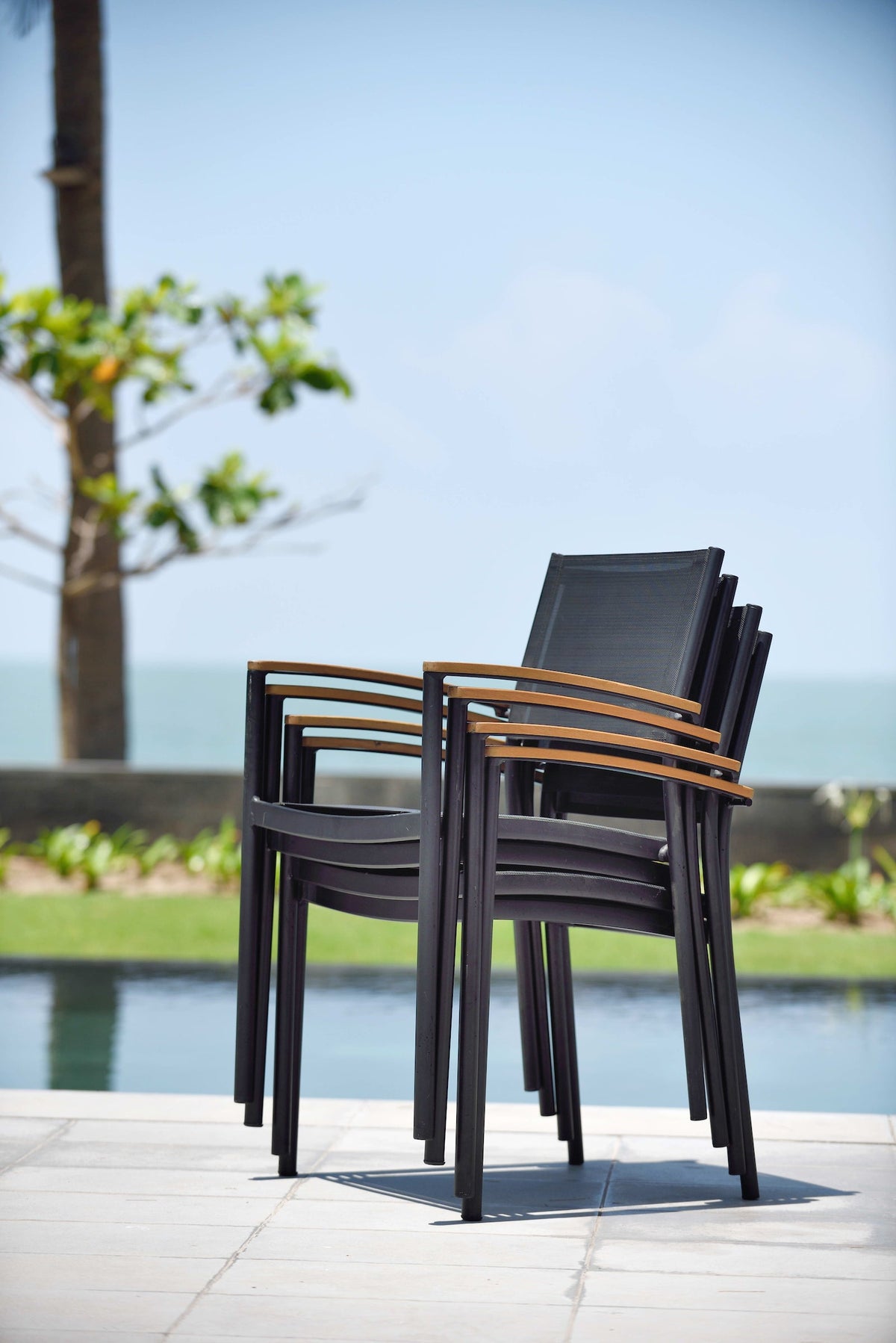 LifestyleGarden® Orlando Rectangular Dining Table &amp; 6 Vera Stacking Armchairs – 7 Piece Set