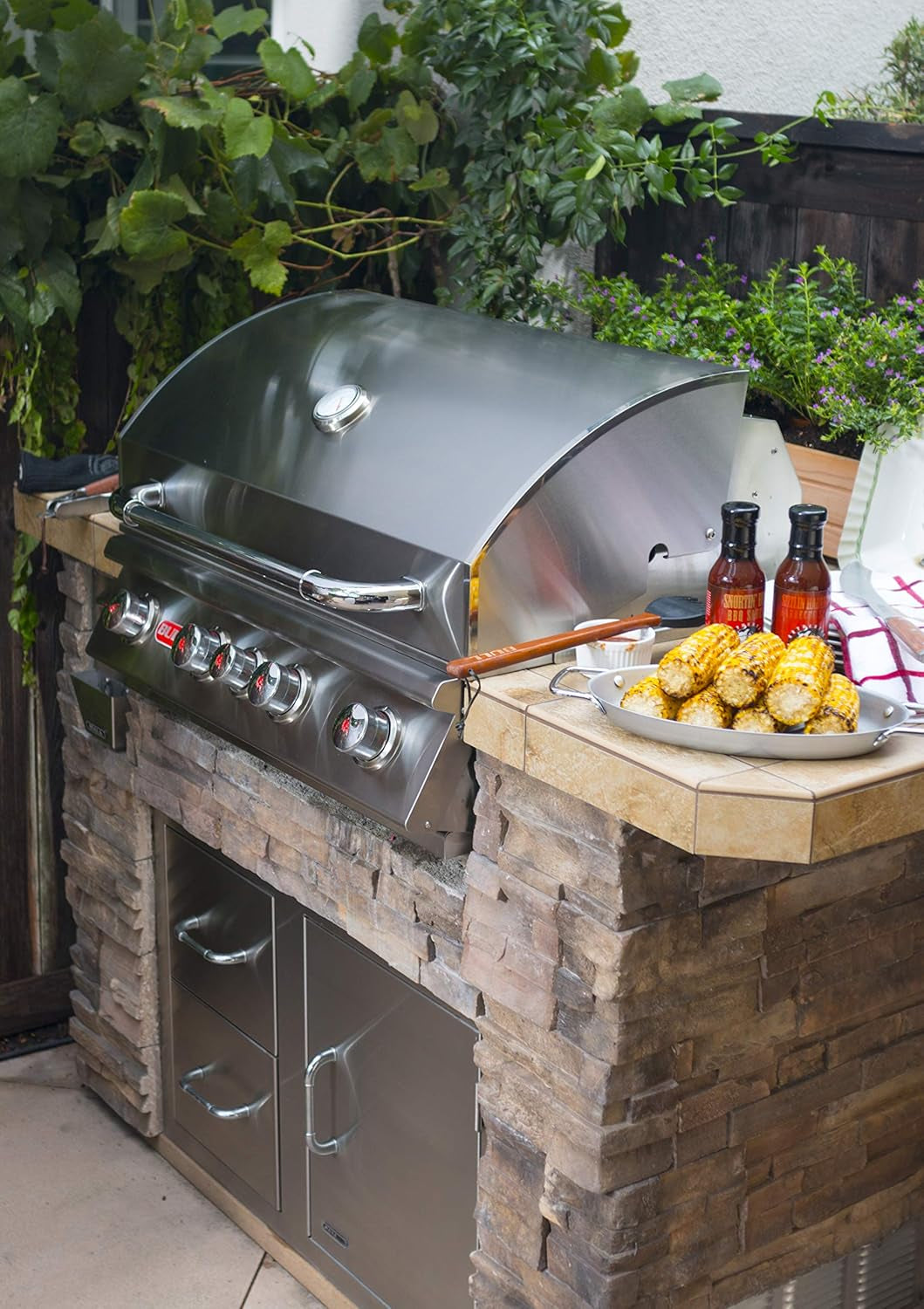BBQ 47628 Angus 75,000 BTU Grill Head, LP, 304 Stainless Steel, 4 Burners, 810 Sq. Inches, Twin Lights, Rotisserie Kit