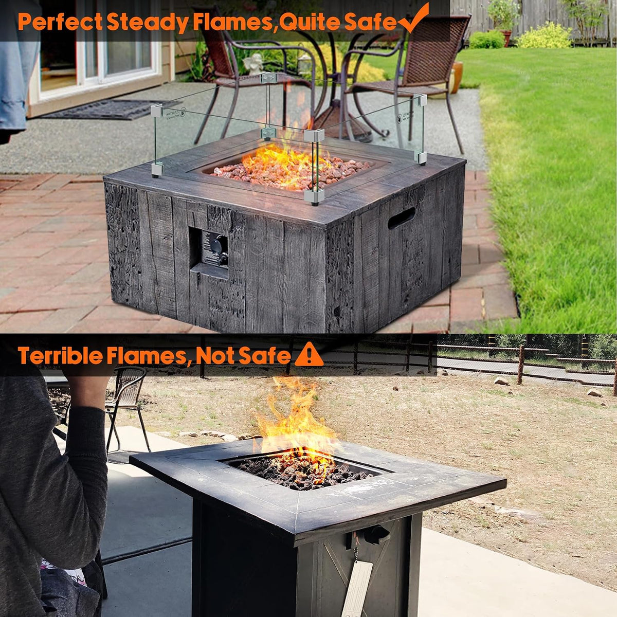 19" Square Fire Pit Screen Glass Wind Guard