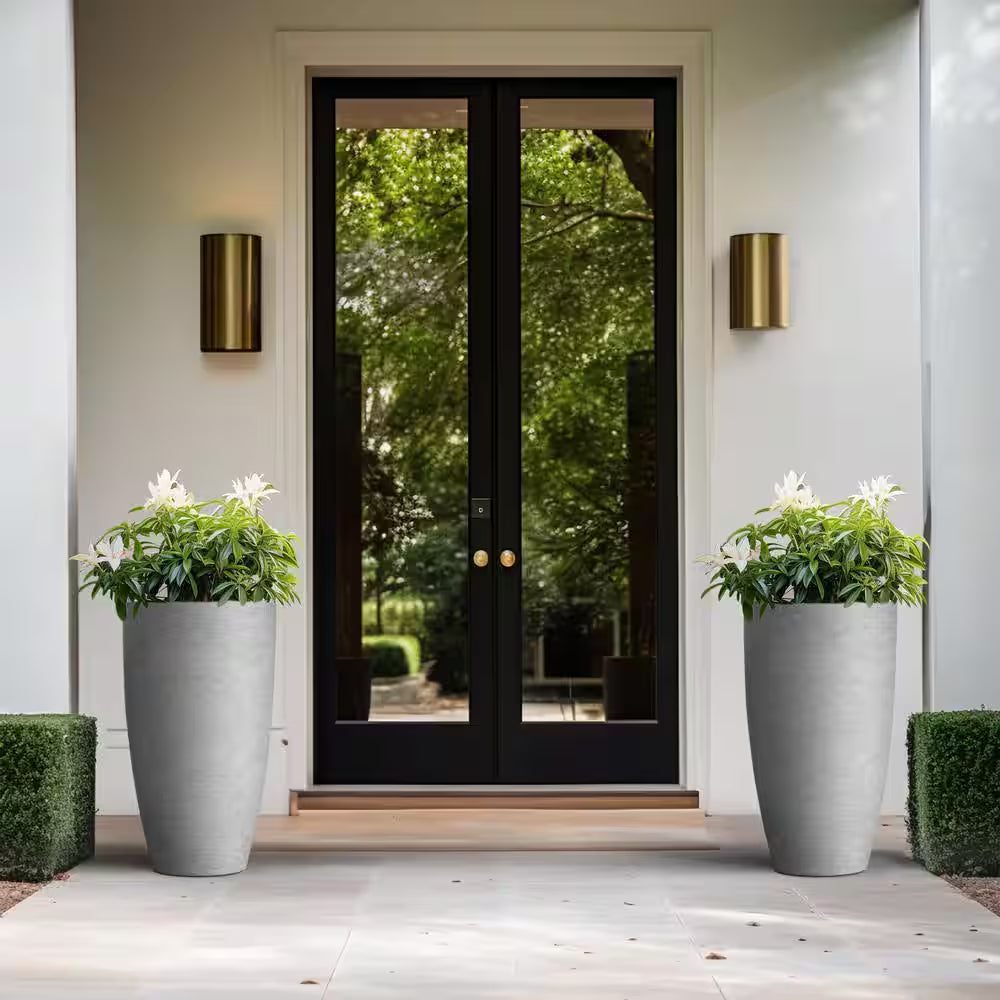 13.5In. Dia Stone Finish Extra Large Tall round Concrete Plant Pot/Planter for Indoor & Outdoor Set of 2