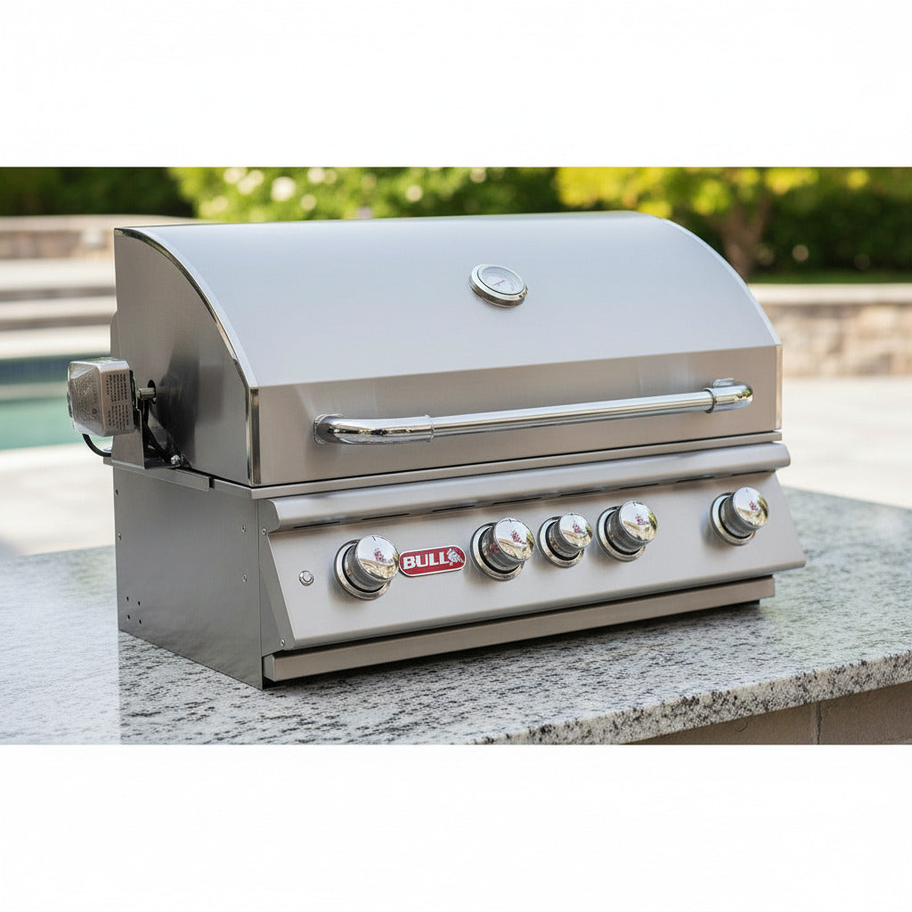 BBQ 47628 Angus 75,000 BTU Grill Head, LP, 304 Stainless Steel, 4 Burners, 810 Sq. Inches, Twin Lights, Rotisserie Kit