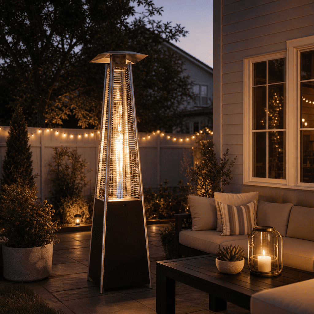 Pamapic Pyra Propane Pyramid Patio Heater 48,000 BTU with Glass Flame Tube