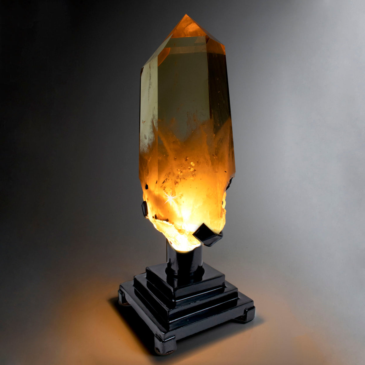 Rare Earth Gallery Brazilian Citrine Point on Lighted Rotating Stand