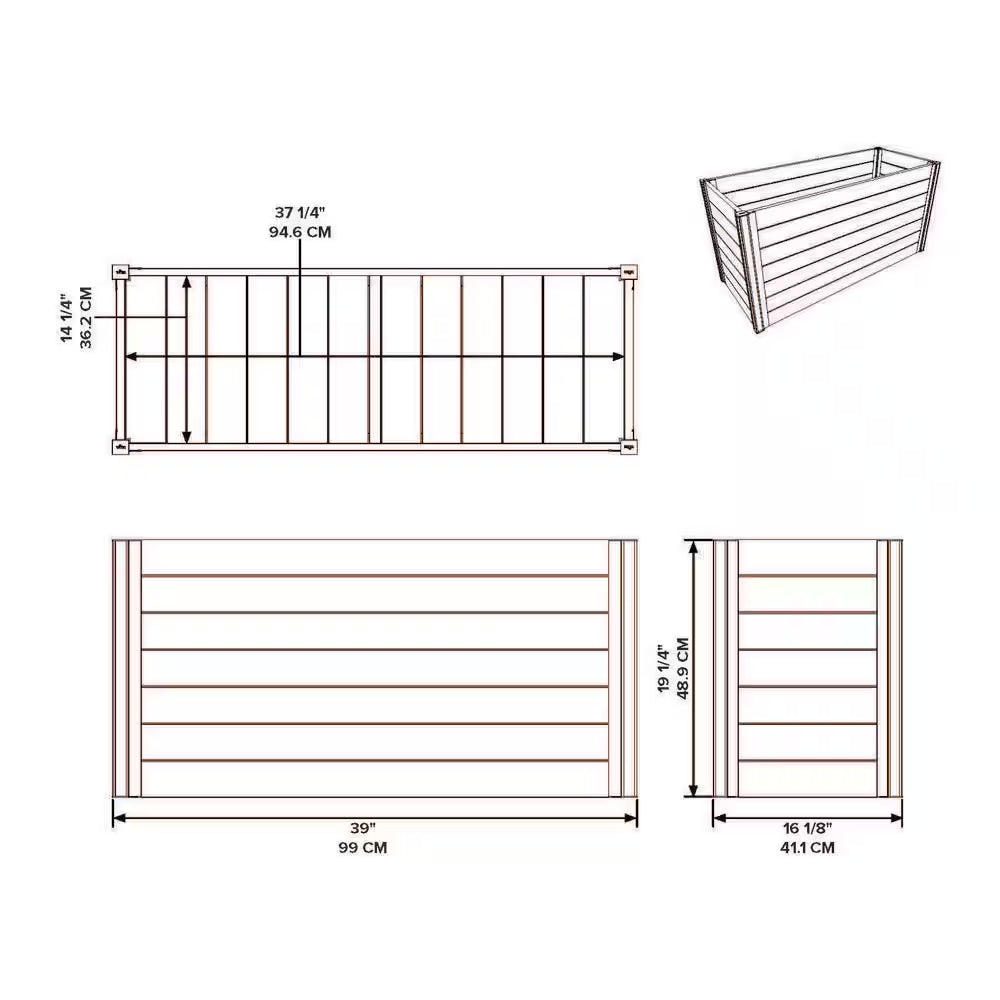 Vita Mezza 39"L X 16"W X 19"H Small Cedar Parklette Planter, Golden Brown, VT17715