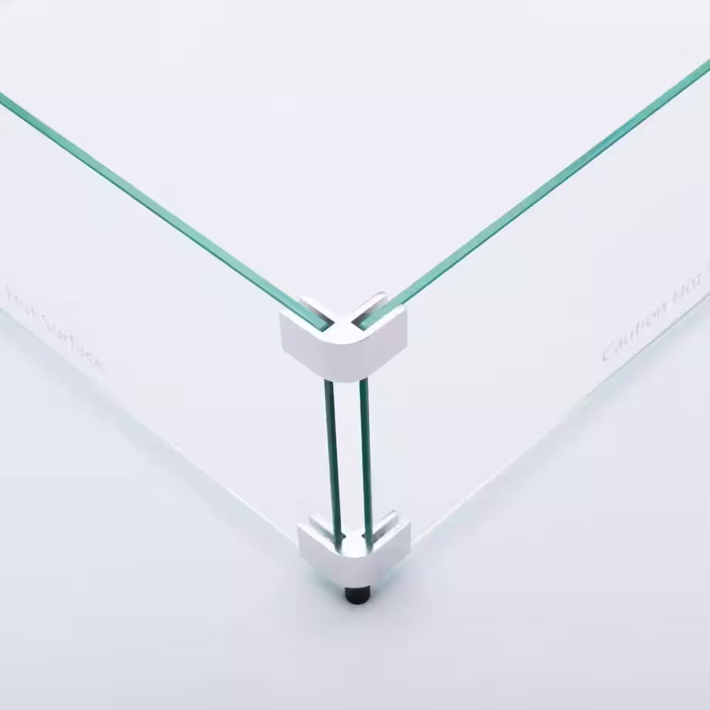 20.5 In. X 20.5 In. Square Tempered Glass Fire Pit Wind Guard for 15 In. Square Drop-In Fire Pit Pan