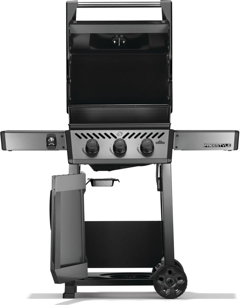 Freestyle 365 Propane Gas Outdoor Grill, Graphite Grey – 3-Burner BBQ with Porcelain Coated Cast Iron Iconic WAVE™ Cooking Grids
