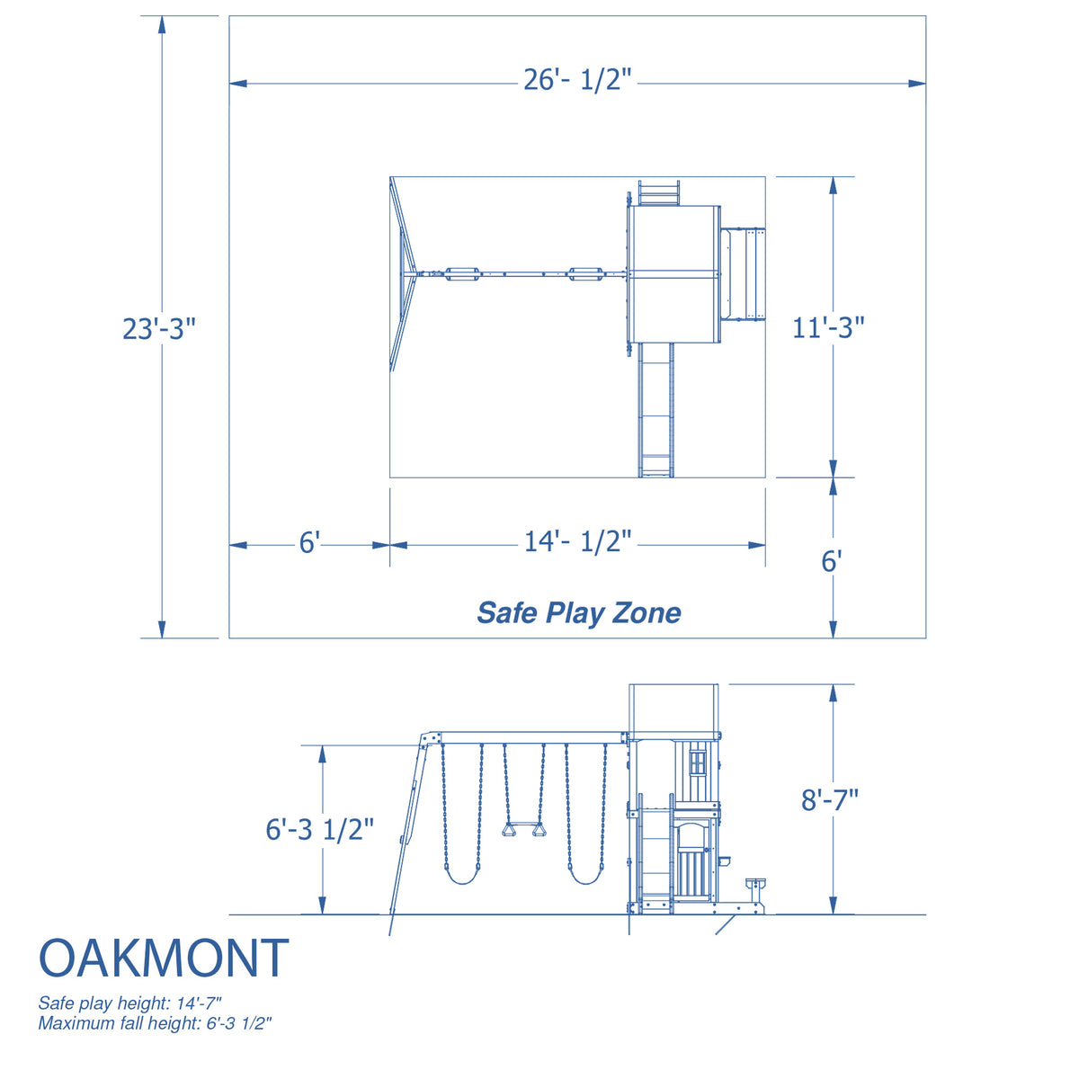 Oakmont Cedar Wooden Swing Set with 4 Foot Dek Height.