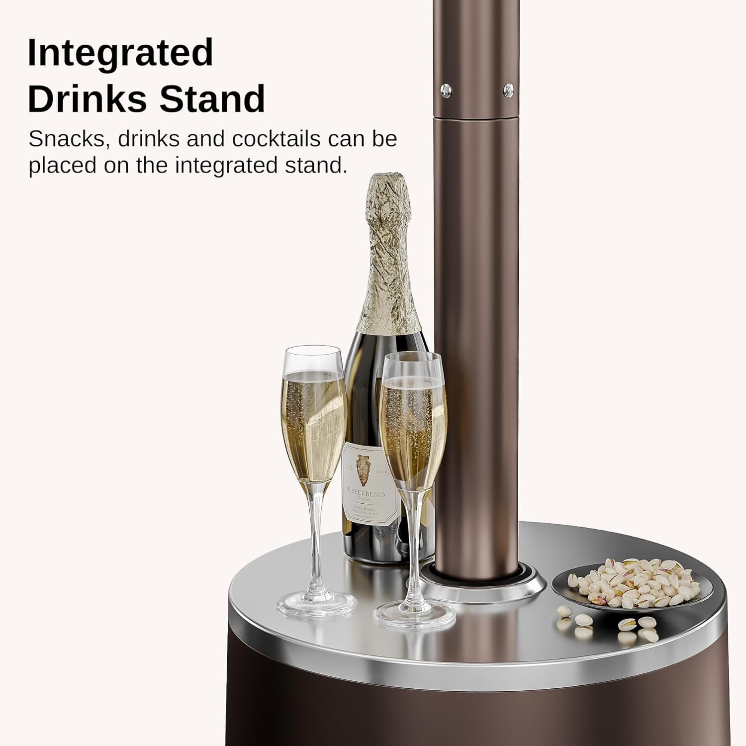 50,000 BTU Patio Heater with Sand Box, Table Design, Double-Layer Stainless Steel Burner, Wheels, Triple Protection System, Outdoor Heater for Home and Residential, Pinecone