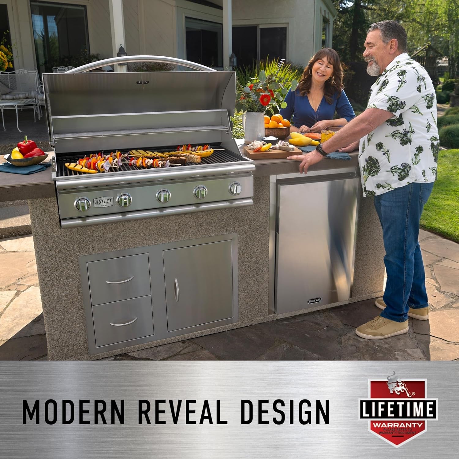 Premium Components for Outdoor Kitchen BBQ Island Double Pull Out Trash/Recycle Drawer (8 Gallon) with Reveal