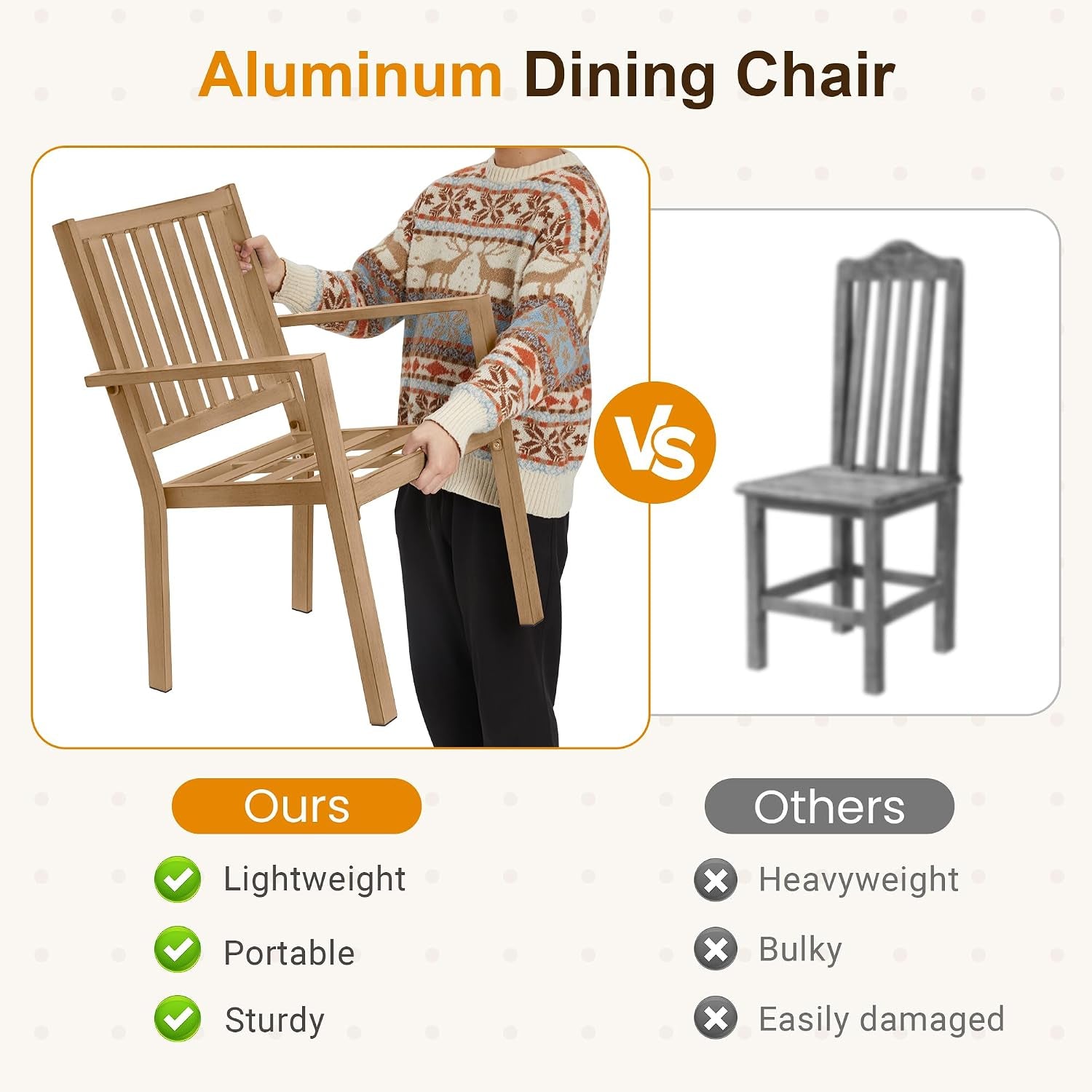 Aluminum 7 Pieces Patio Dining Sets, Outdoor Dining Table with 6 Chairs, Outdoor Patio Dining Furniture Set with Removable Cushion for Lawn, Garden, Backyard, Brown