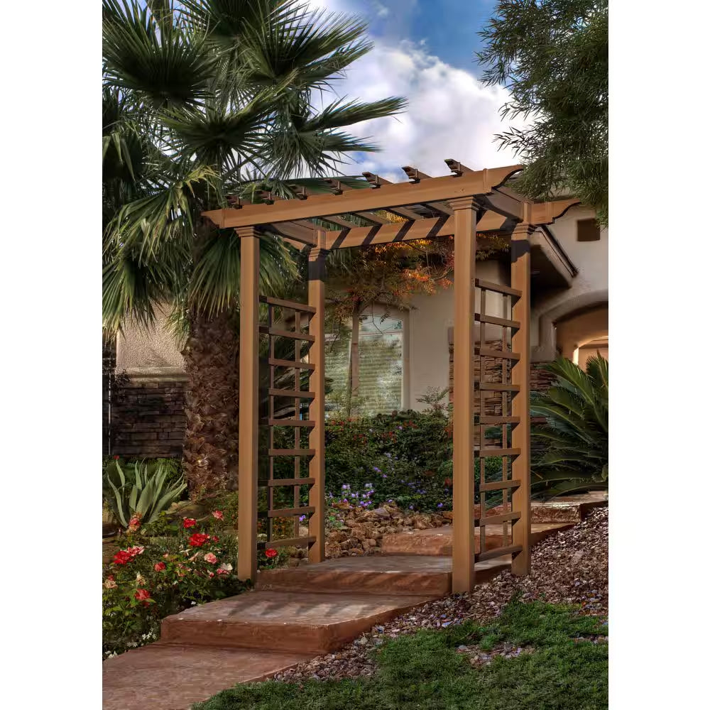 57"L X 24"W X 88"H Carolina Embossed Vinyl Arbor, Brown, VA84070