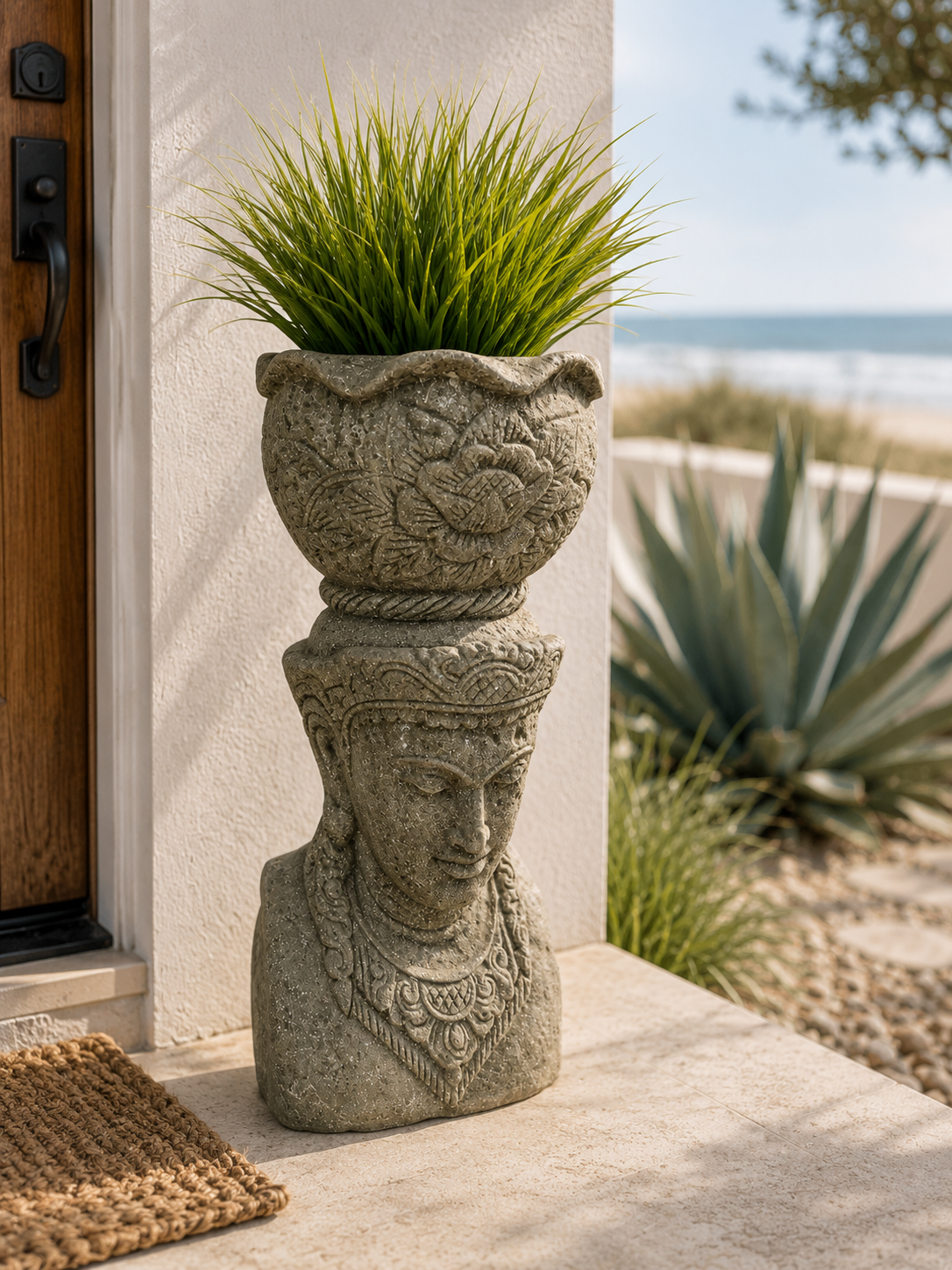 The Broward Design Center Stone Buddha Garden Planter – 39"