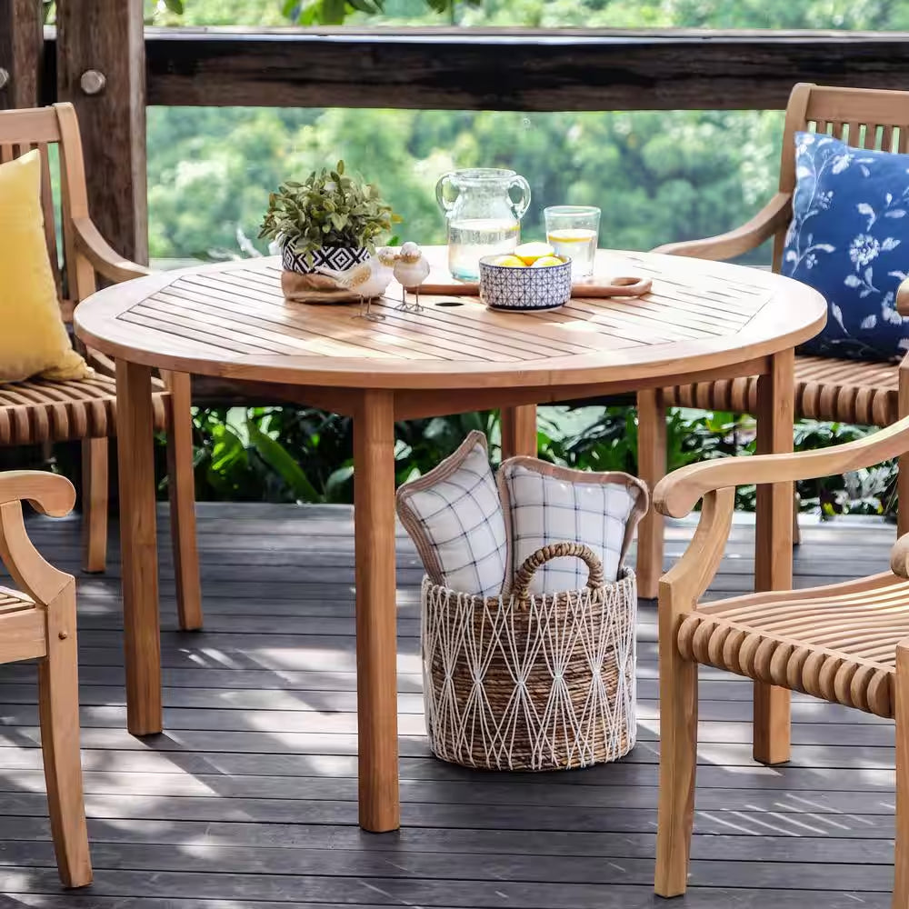 Gilmore Natural Teak round Outdoor Dining Table