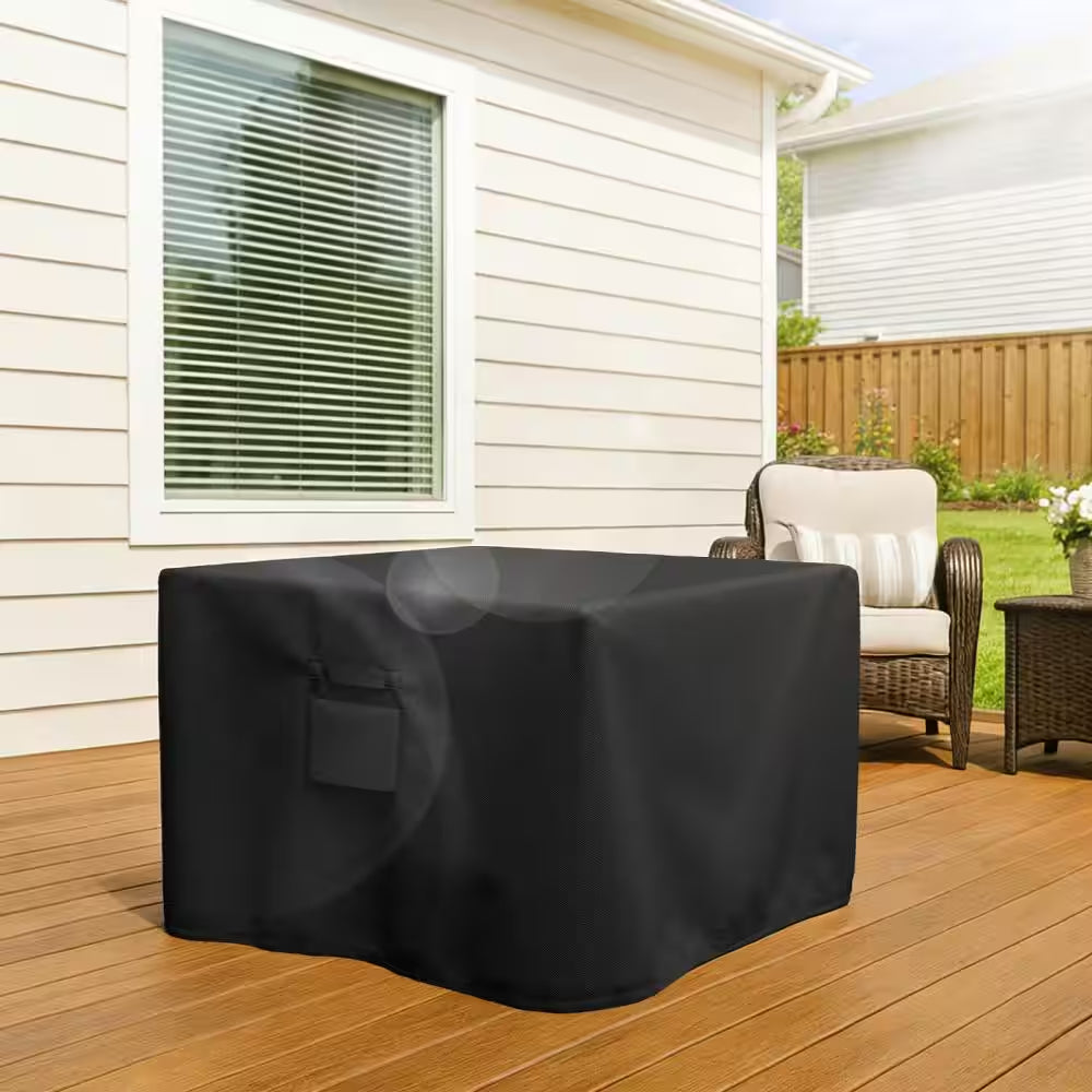 32 In. Rectangular Fire Pit Cover, Heavy Duty 600D Waterproof Outdoor Fire Pit Table Cover, Rip-Proof Fade Resistant