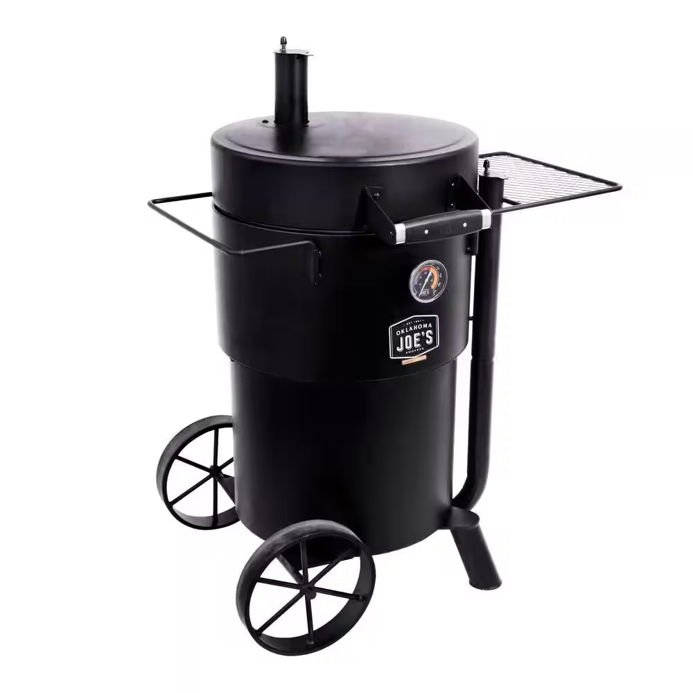 Bronco Charcoal Drum Smoker Grill in Black with 284 Sq. In. Cooking Space