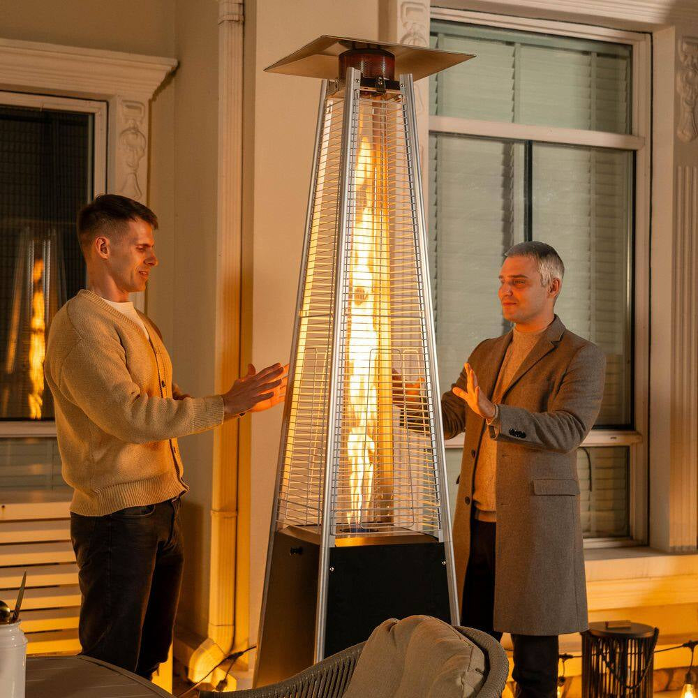 48,000 BTU Quartz Glass Tube Heat-Focusing Black Propane Gas Standing Patio Heater