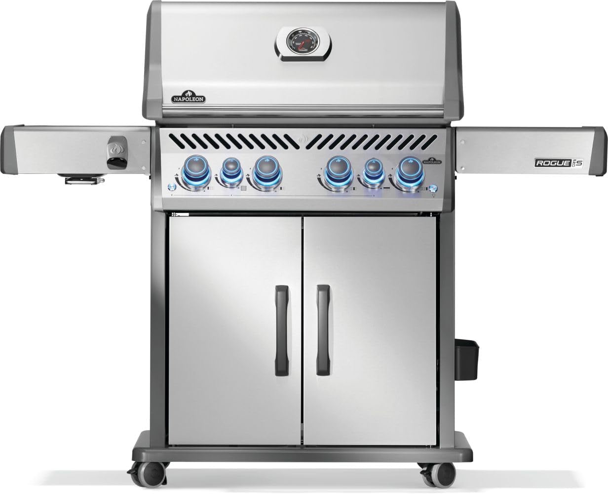 Rogue PRO-S 525 Propane Gas Grill with Infrared Side and Rear Burners, Stainless Steel, Durable 6-Burner BBQ