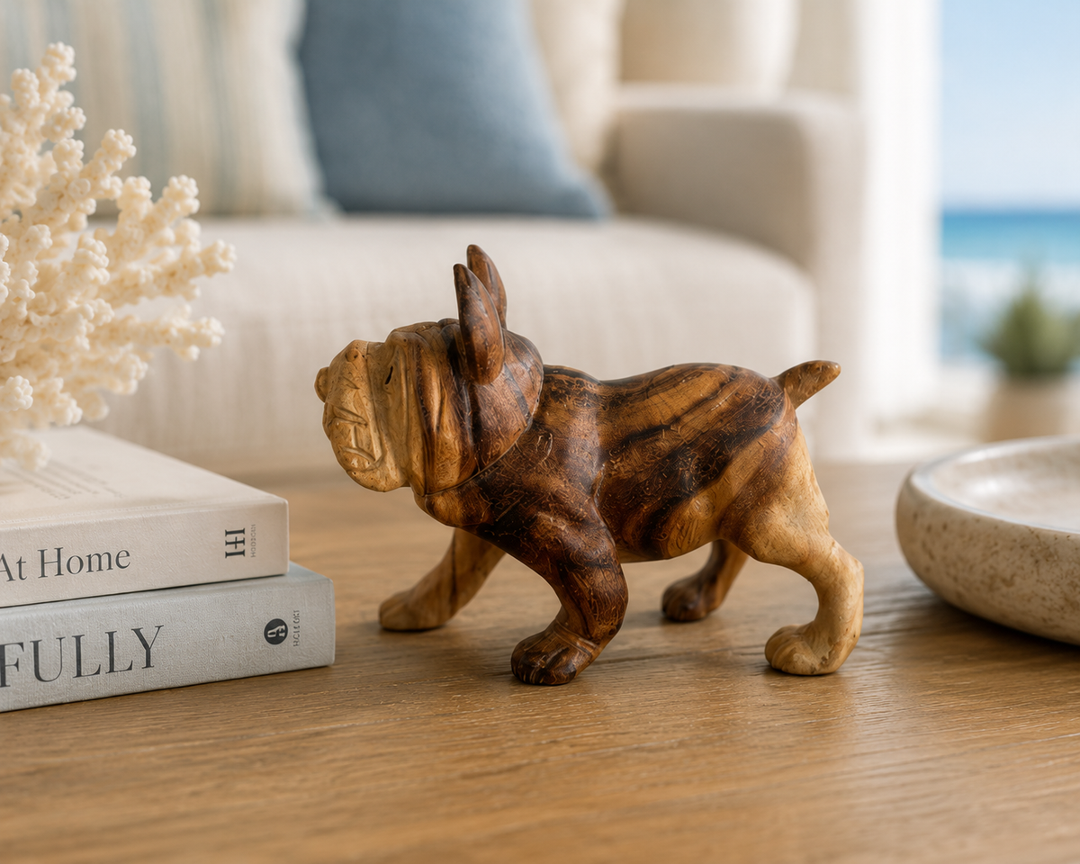 Broward Design Center Hand-Carved Teak Bulldog – Small