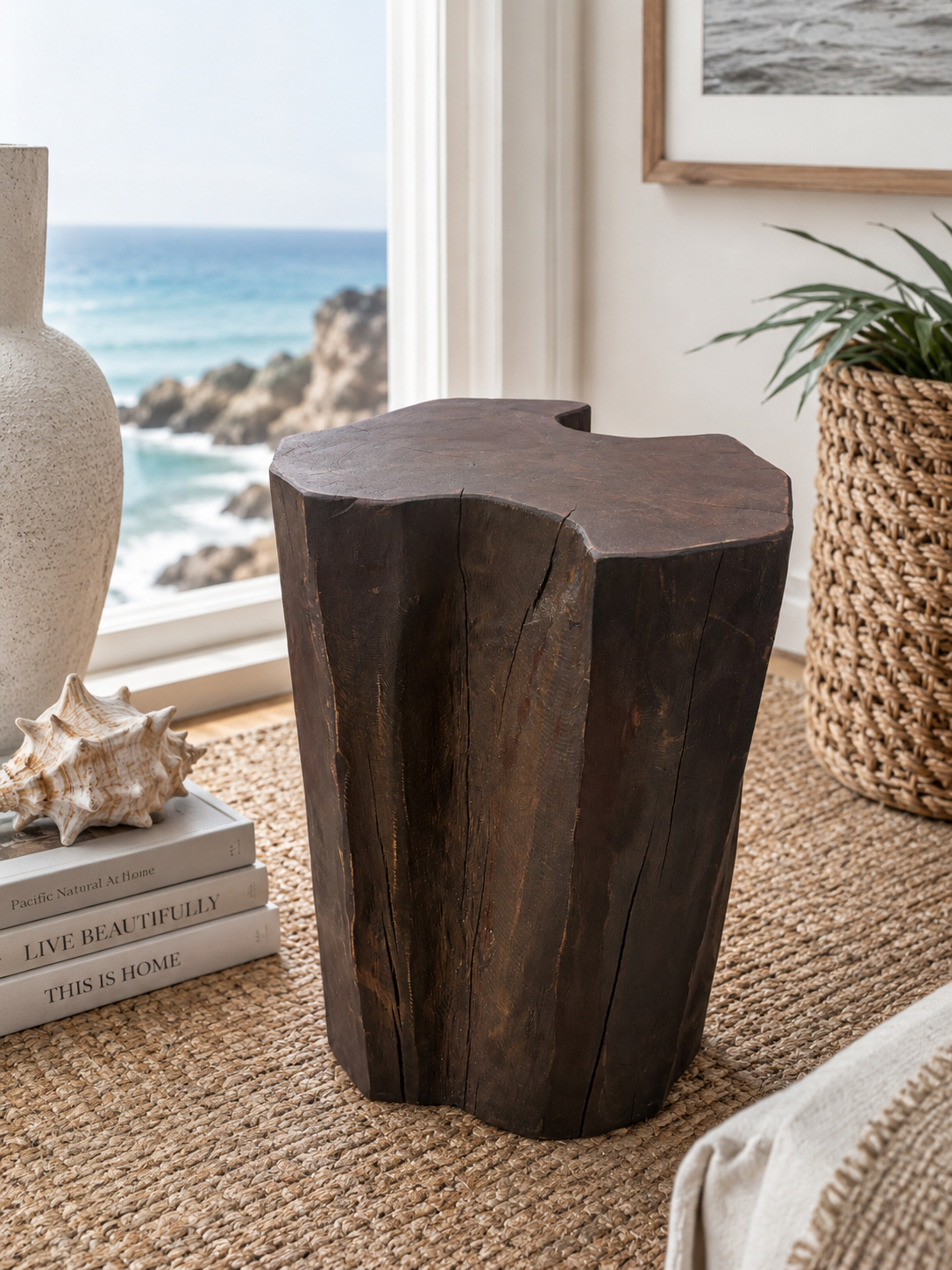 The Broward Design Center Solid Teak Stump Side Table & Accent Stool – 18"