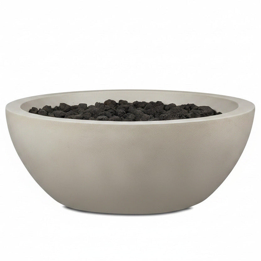 Pompton 42 In. round Concrete Composite Propane Fire Pit in Fog with Vinyl Cover