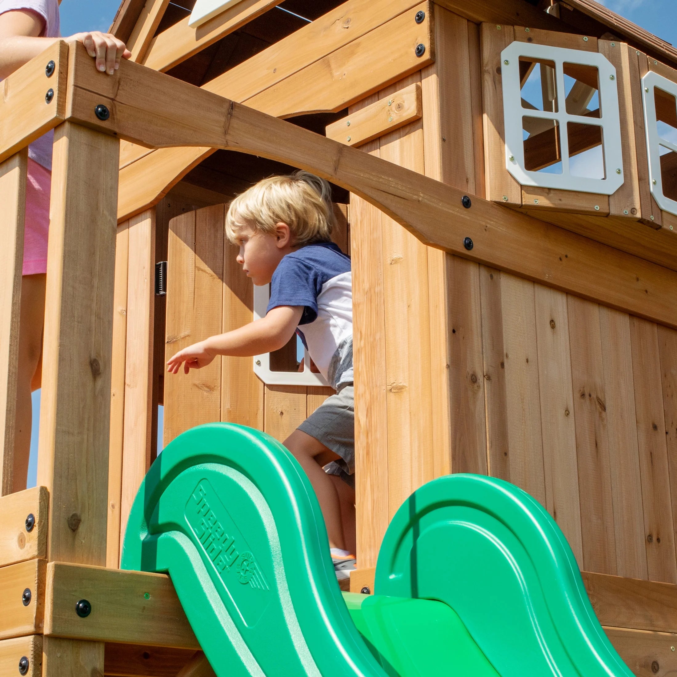Montpelier Cedar Wood Swing Set, Slide, Clubhouse, Monkey Bars