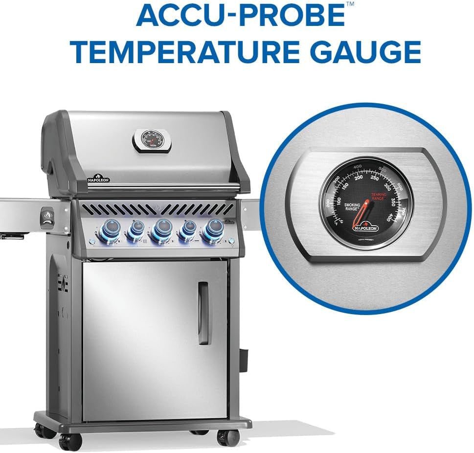 Rogue PRO-S 425 Propane Gas Grill with Infrared Side and Rear Burners, Stainless Steel, Durable 5-Burner Grilling Experience