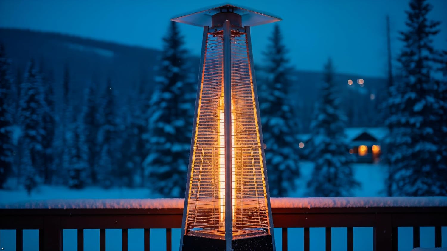 48000 BTU Pyramid Patio Heater for Outdoor Double Layer Stainless Steel Burner Triple Protection System Quartz Glass Tube Propane Heater for Home & Commerical Black