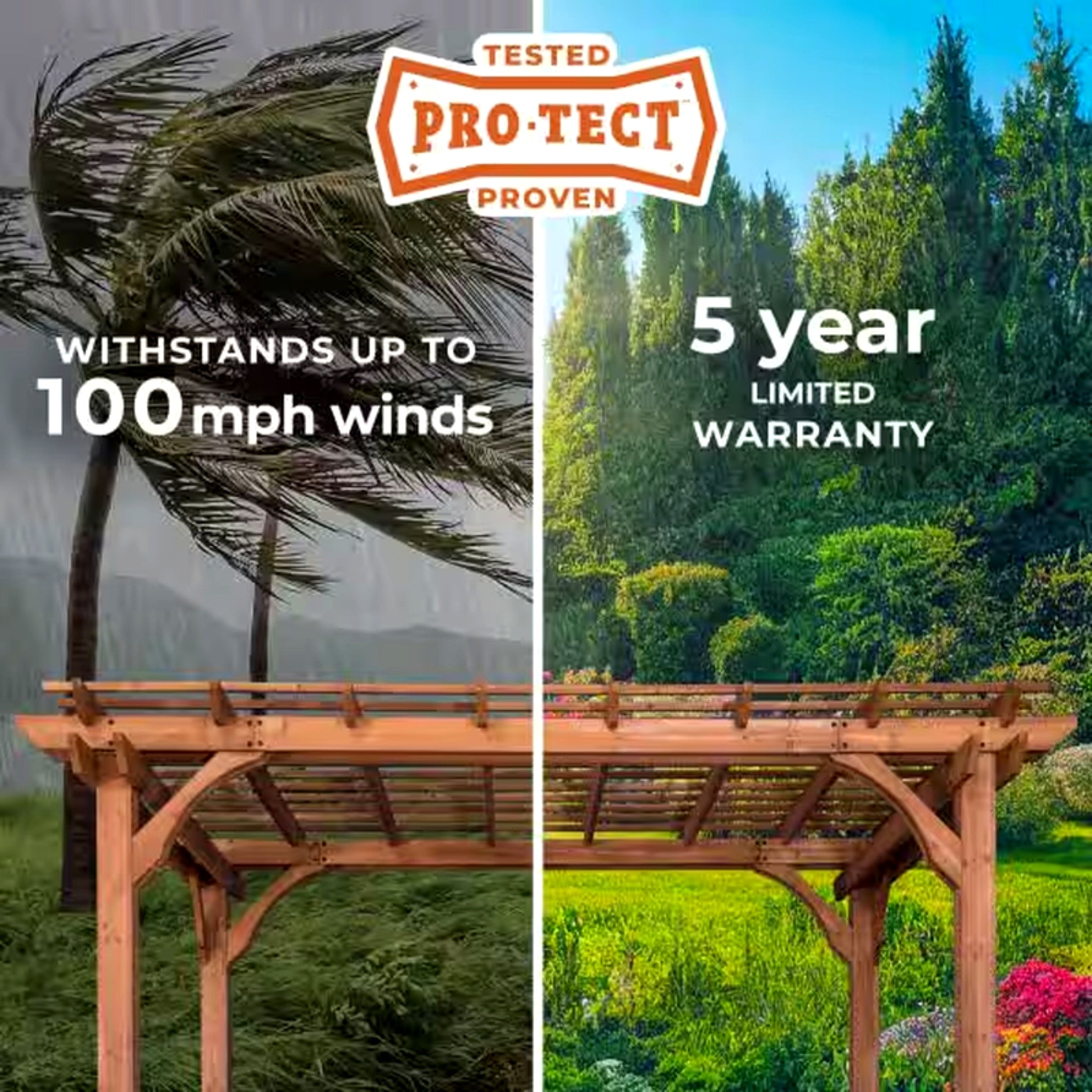 Backyard Discovery 10' x 10' Traditional Cedar Wood Pergola – Natural Outdoor Shade Structure