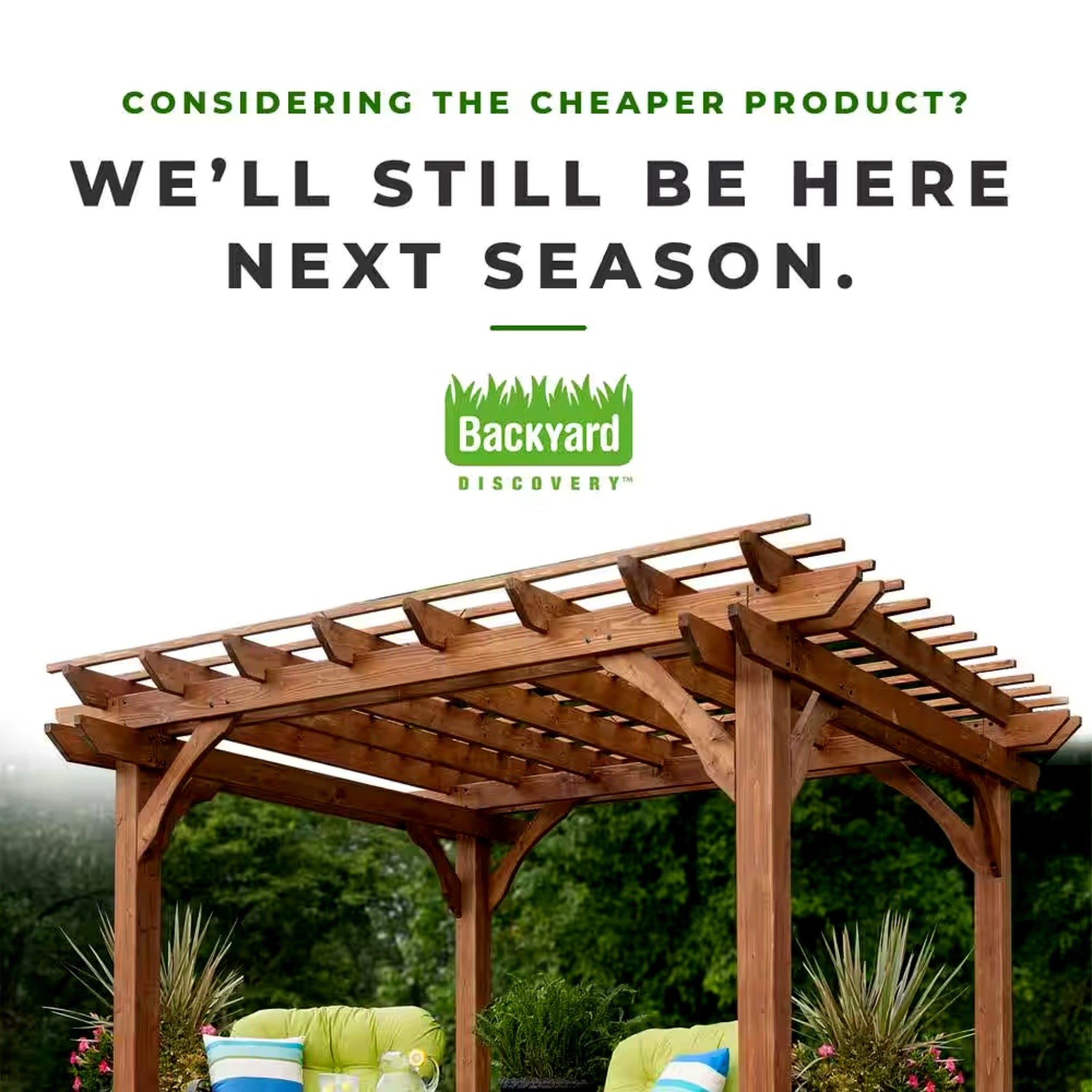 Backyard Discovery 10' x 10' Traditional Cedar Wood Pergola – Natural Outdoor Shade Structure