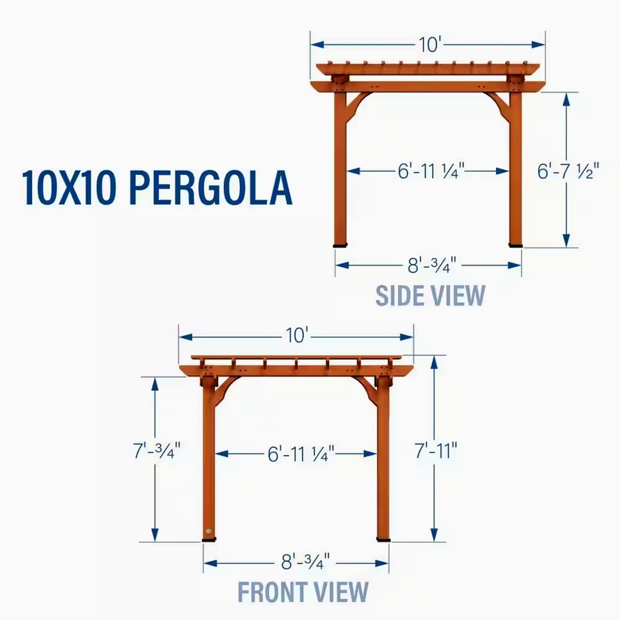 Backyard Discovery 10' x 10' Traditional Cedar Wood Pergola – Natural Outdoor Shade Structure