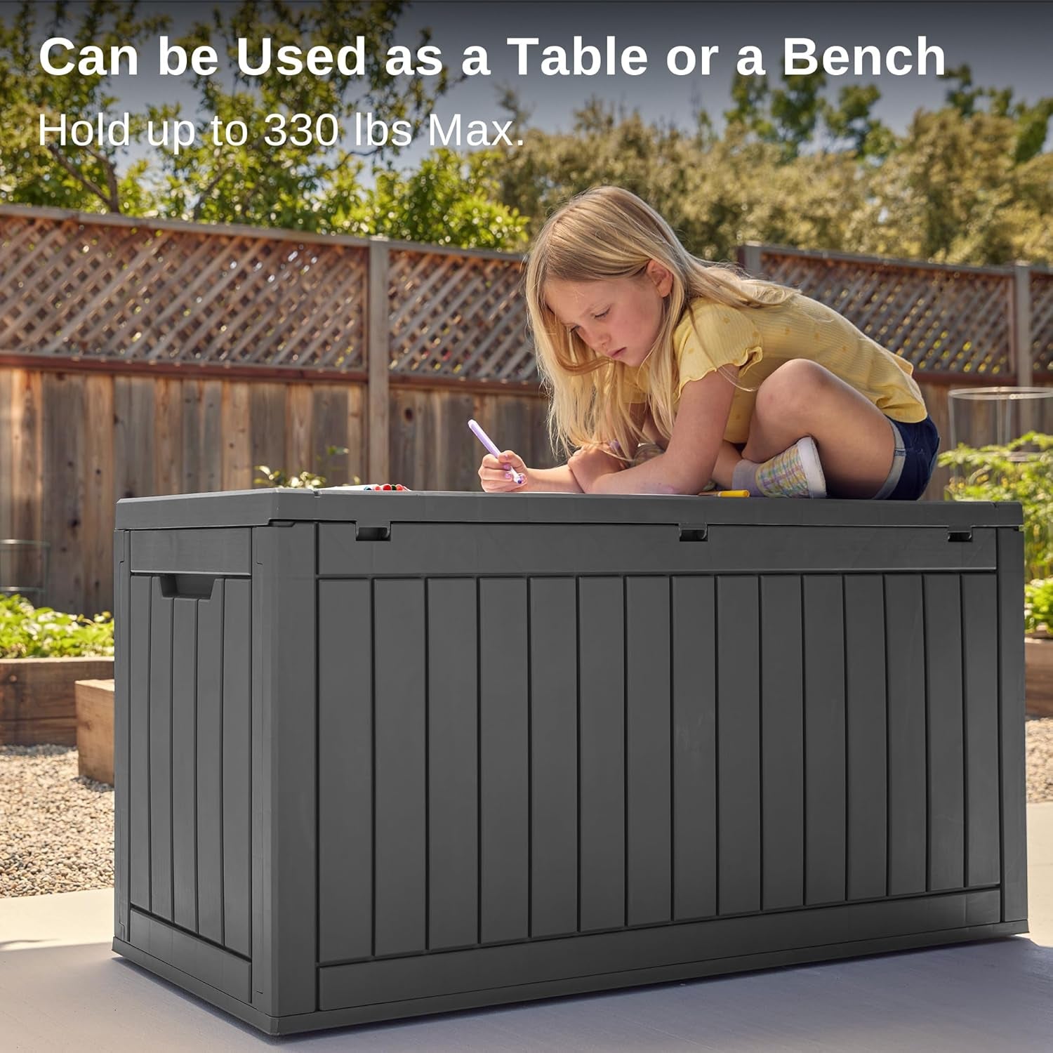 Outdoor Storage Box, 60 Gallon Deck Box Indoor and Outdoor Use, Black