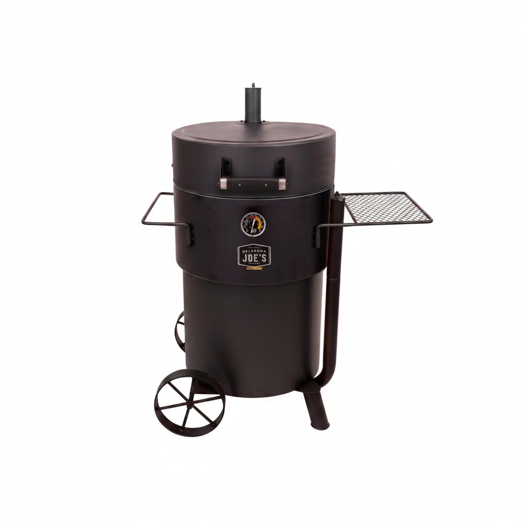 Bronco Pro 21.5 In. Heavy Duty Charcoal Drum Smoker and Grill with 366 Sq. In. Cooking Area in Black