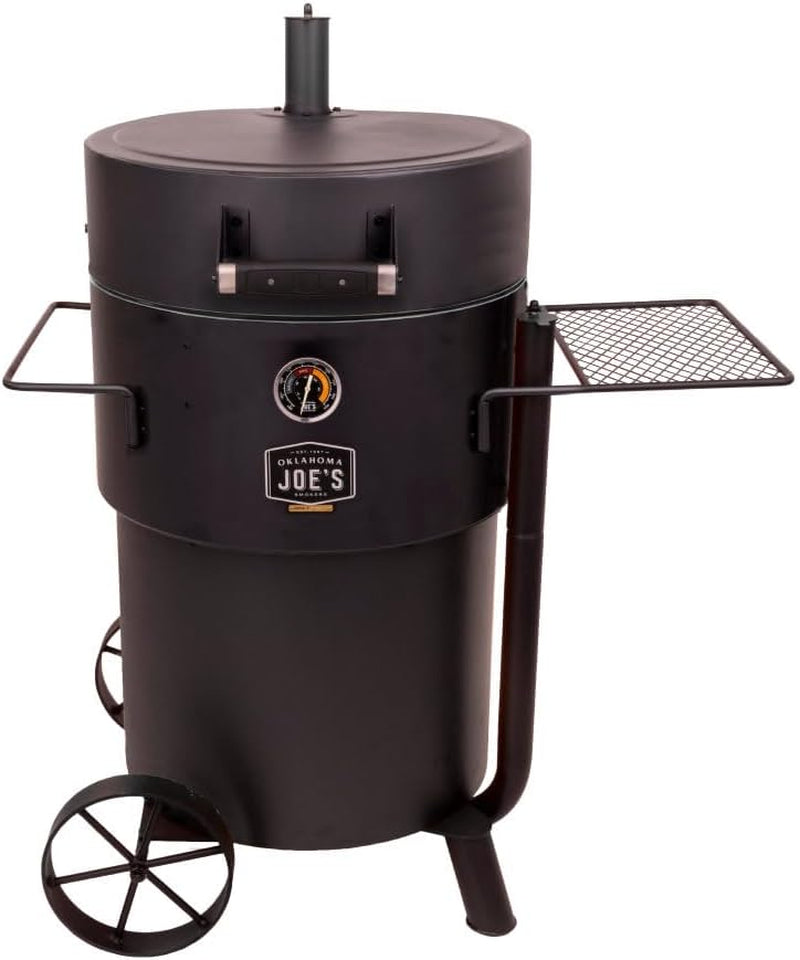 Bronco Pro 21.5 In. Heavy Duty Charcoal Drum Smoker and Grill with 366 Sq. In. Cooking Area in Black