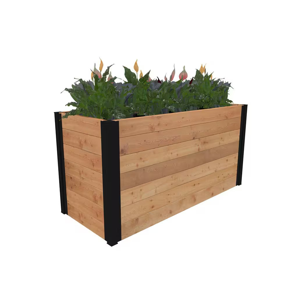 Vita Mezza 39"L X 16"W X 19"H Small Cedar Parklette Planter, Golden Brown, VT17715