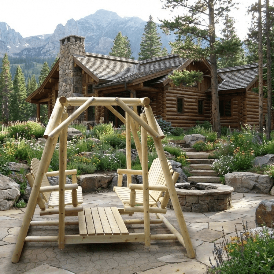 Cedar Creek Double Bench Patio Swing Handcrafted Cedar Comfort for Relaxed Outdoor Living