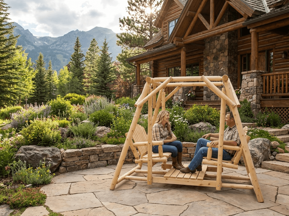 Cedar Creek Double Bench Patio Swing Handcrafted Cedar Comfort for Relaxed Outdoor Living