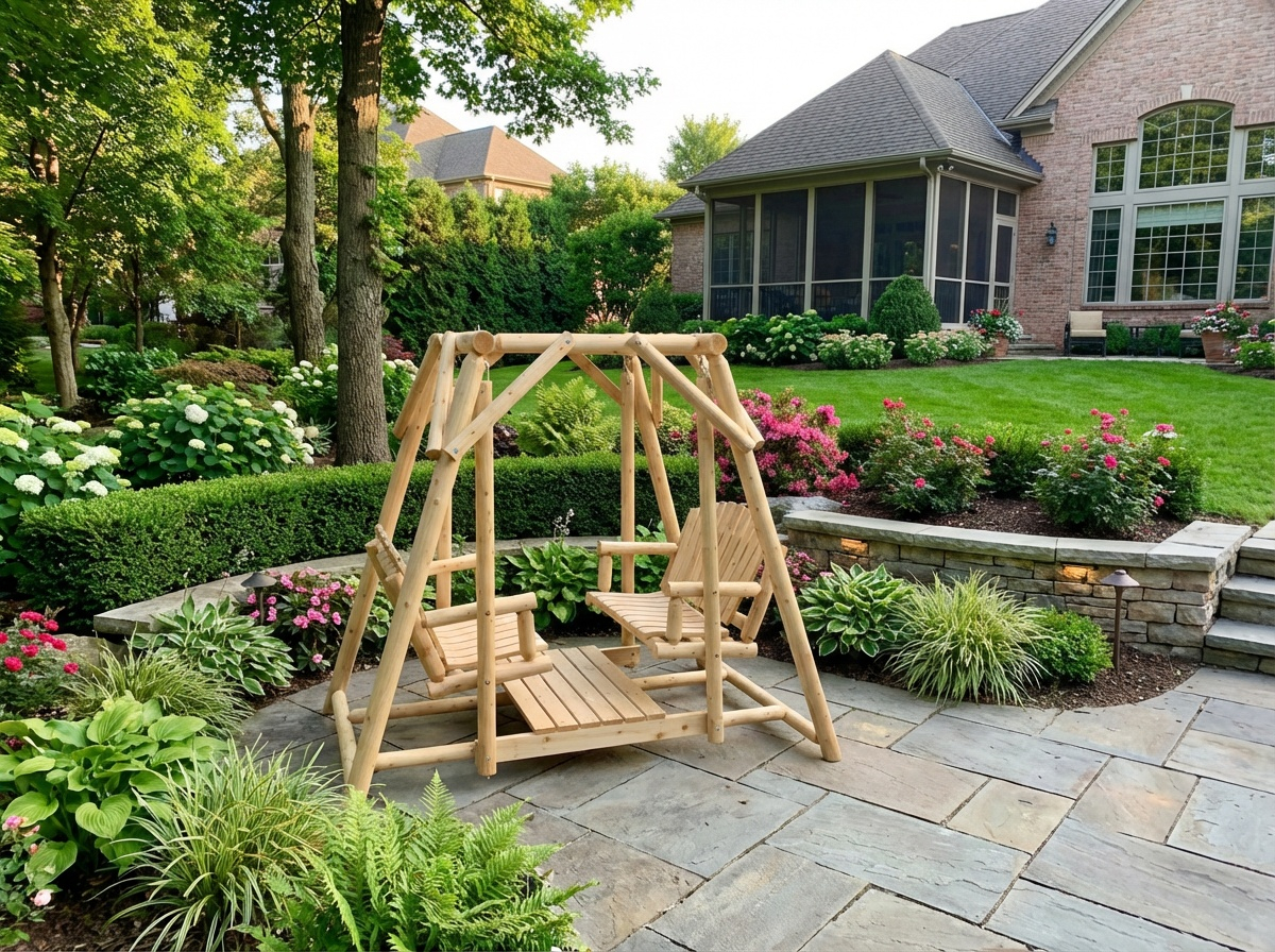 Cedar Creek Double Bench Patio Swing Handcrafted Cedar Comfort for Relaxed Outdoor Living