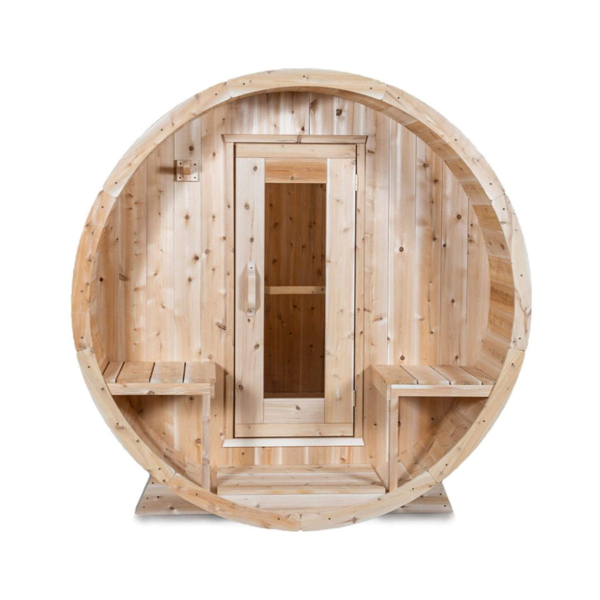 Dundalk LeisureCraft Canadian Timber Serenity 4-Person Barrel Sauna with Front Porch | CTC2245W