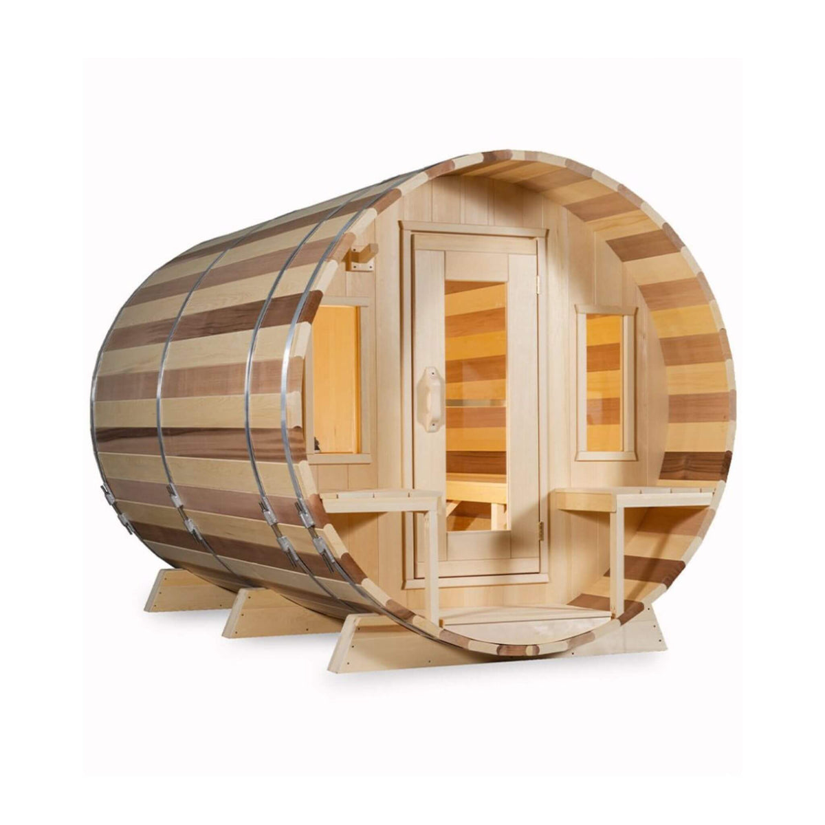 Dundalk LeisureCraft Canadian Timber Tranquility 6-Person Barrel Sauna with Front Porch | CTC2345W