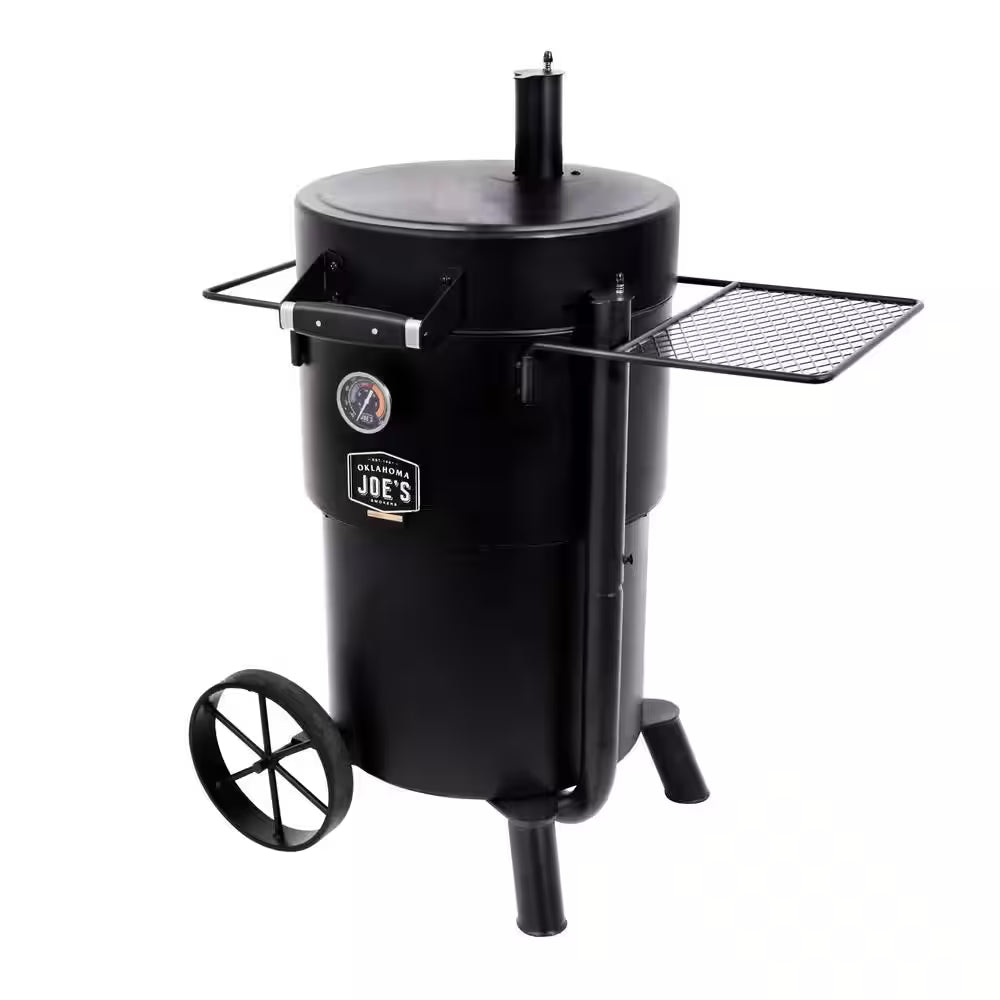 Bronco Charcoal Drum Smoker Grill in Black with 284 Sq. In. Cooking Space