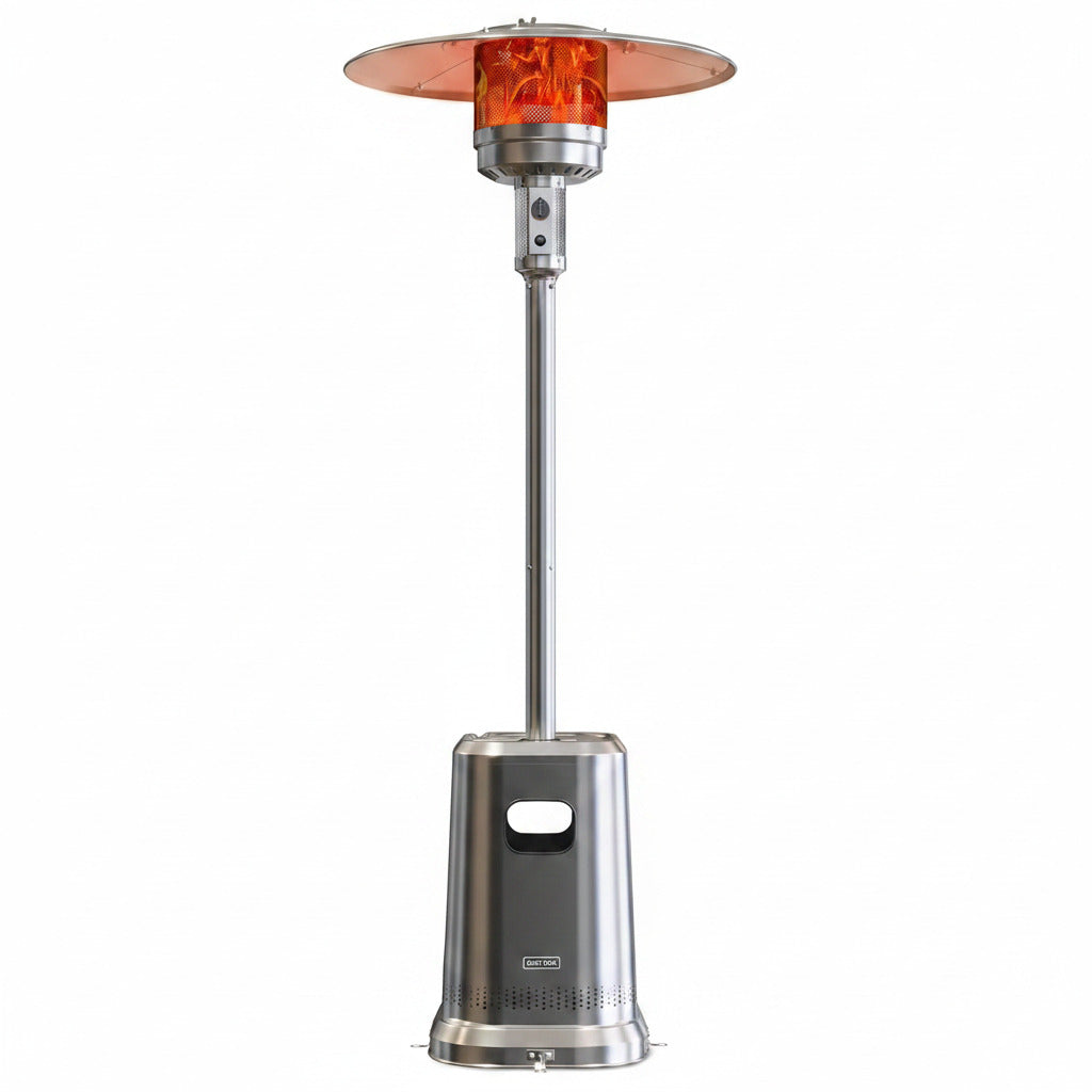 Anti-Rust 50,000 BTU Patio Heater for Outdoor Use with Double-Layer Stainless Steel Burner, Table Design and Wheels, Propane Patio Heater for Home and Commercial, Stainless Steel