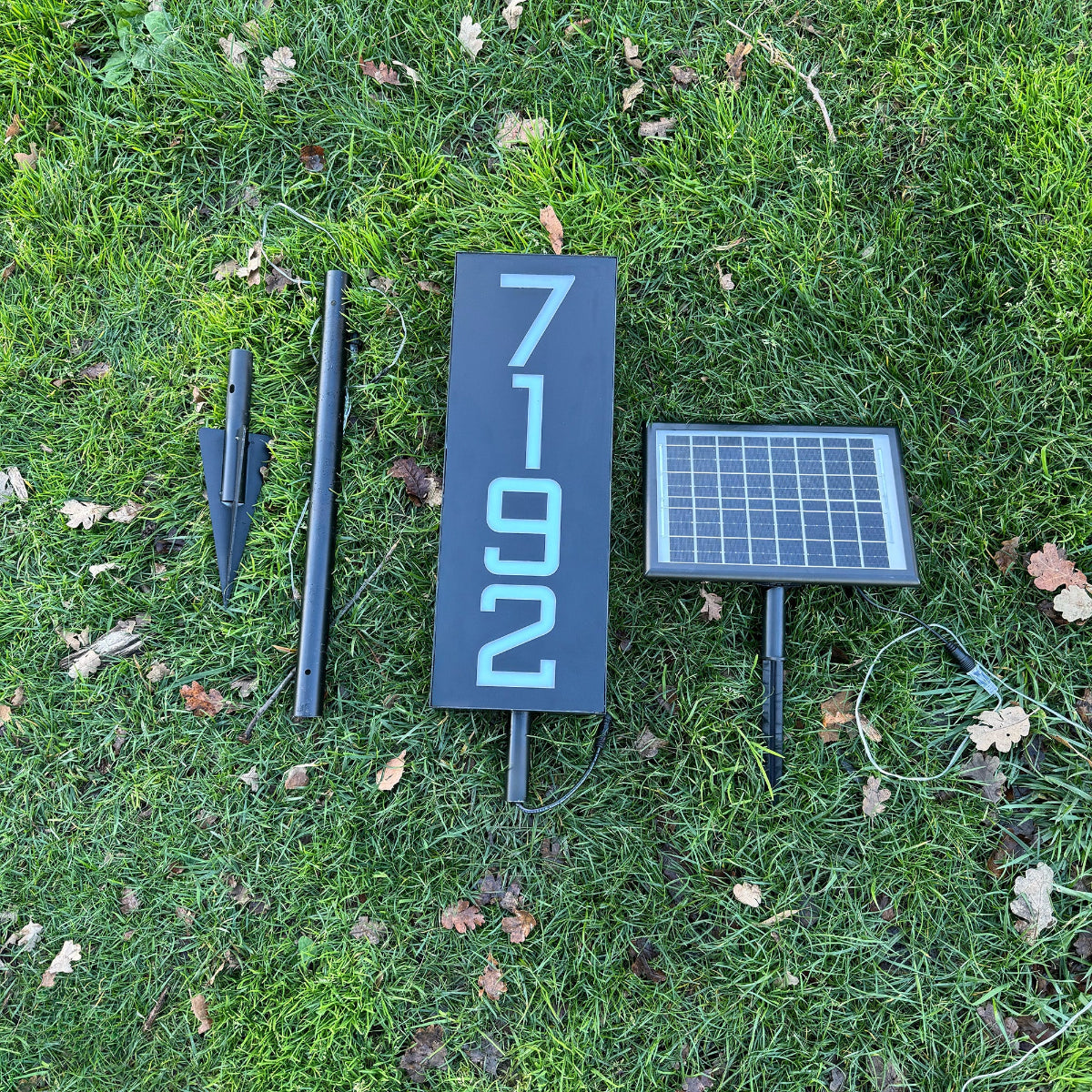 Selegna Signs Solar-Powered Illuminated House Number Sign – Staked Outdoor Address Sign