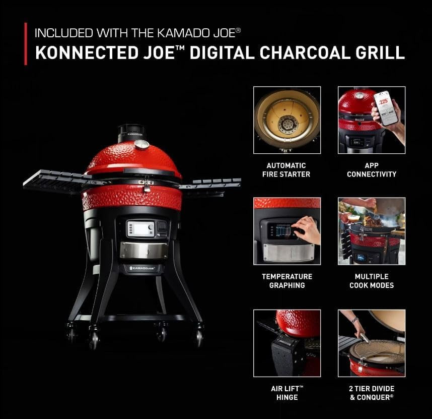 Konnected Joe 18 In. Digital Charcoal Grill and Smoker with Auto-Ignition and Wi-Fi Temperature Control KJ15041123