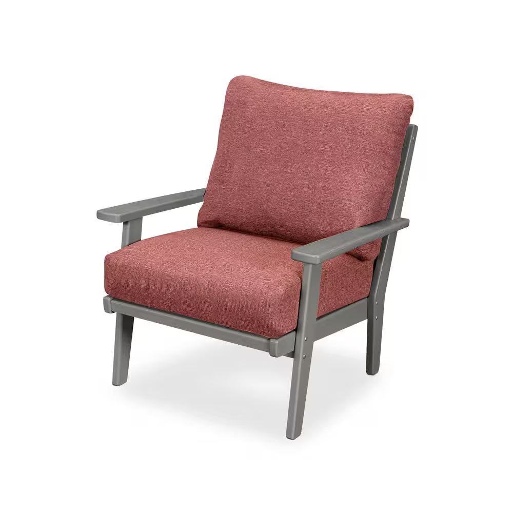 Grant Park Slate Grey 4-Piece Plastic Patio Conversation Deep Seating Set with Silver Garnet Cushions