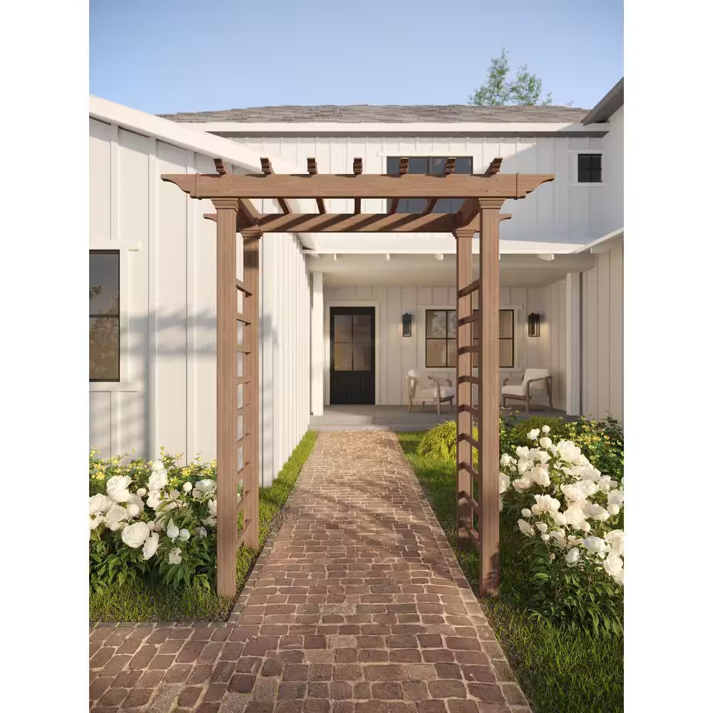 57"L X 24"W X 88"H Carolina Embossed Vinyl Arbor, Brown, VA84070