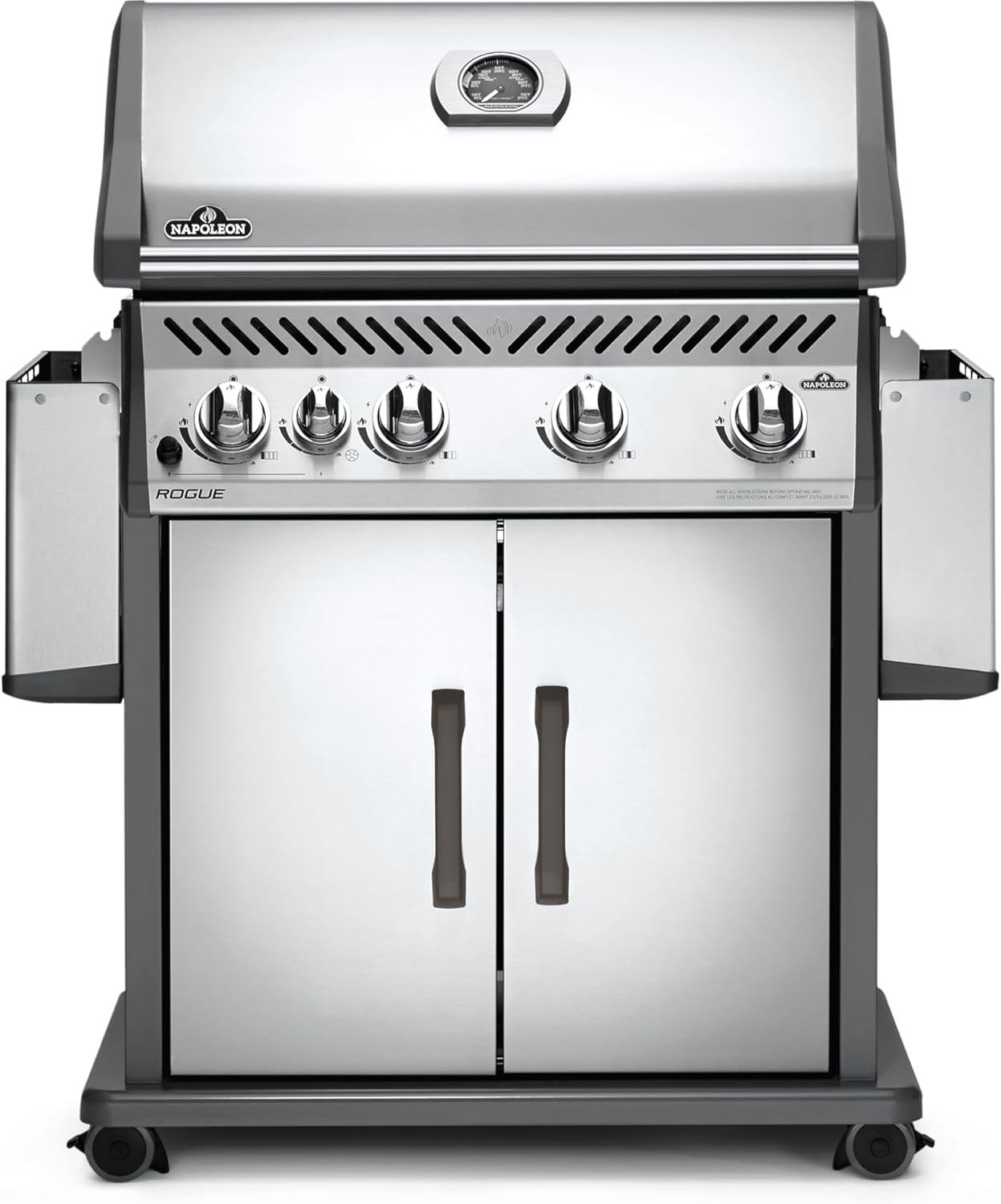 Rogue 525 Natural Gas Grill with Range Side Burner, Stainless Steel, Durable 4-Burner Cooking