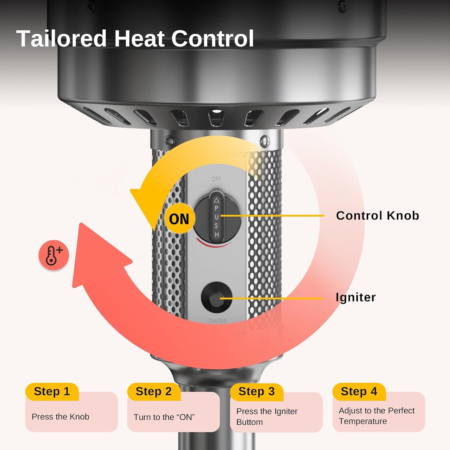 Anti-Rust 50,000 BTU Patio Heater for Outdoor Use with Double-Layer Stainless Steel Burner, Table Design and Wheels, Propane Patio Heater for Home and Commercial, Stainless Steel