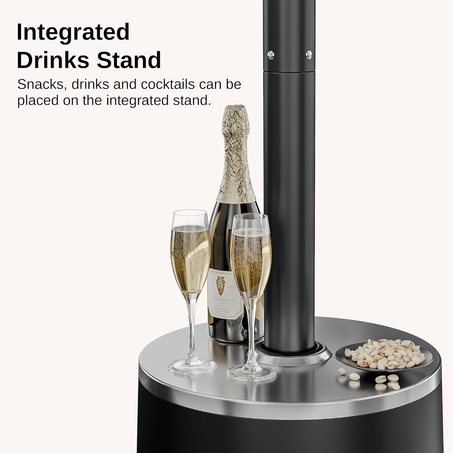 50,000 BTU Patio Heater with Sand Box, Table Design, Double-Layer Stainless Steel Burner, Wheels, Triple Protection System, Outdoor Heater for Home and Residential, Polar Night